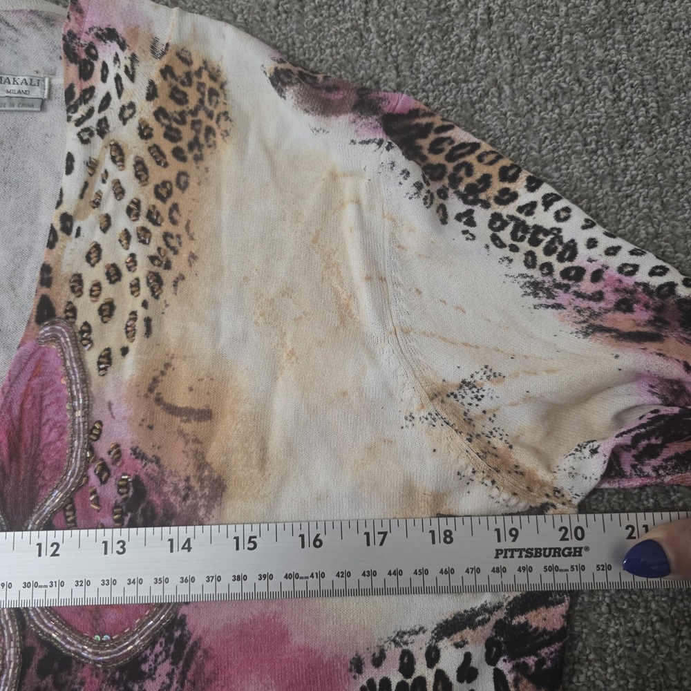 Alberto Makali XL Embellished Tunic Top Animal Print Floral Beaded Y2K - Picture 5 of 6